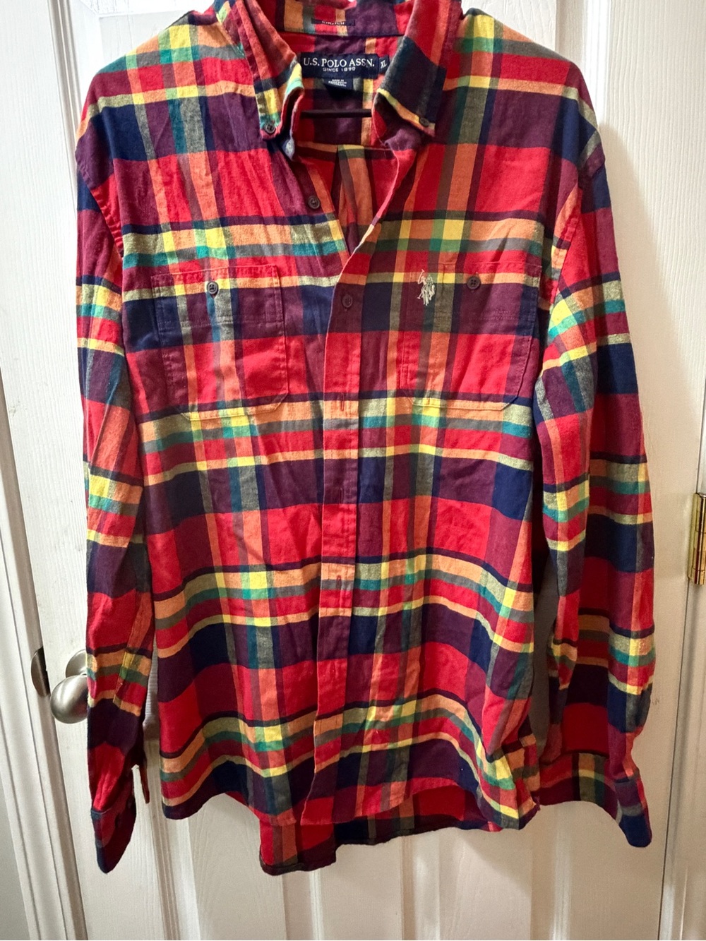 U.S. Polo Assn. Red Plaid Long-Sleeve Button-Down Shirt